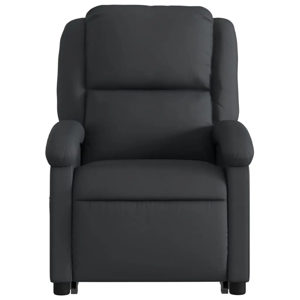Recliner Chair Power Lift Real Leather Black
