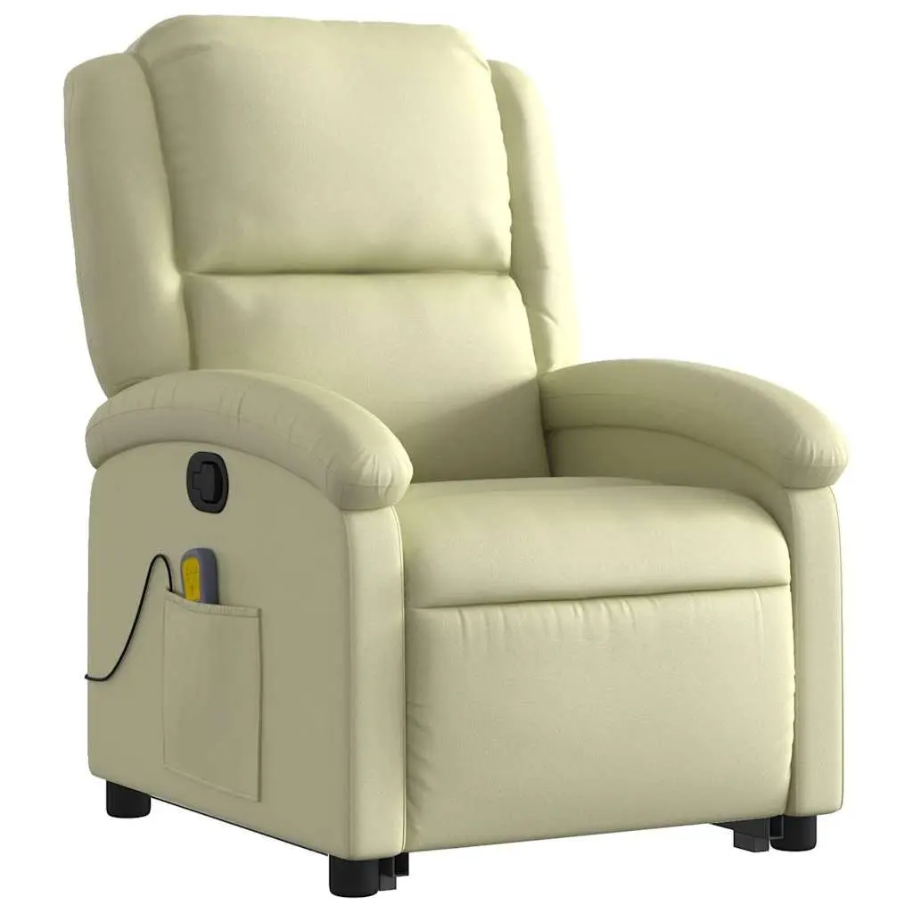 Stand Up Massage Recliner Chair Cream Leather Lift Armchair Vibration Comfort