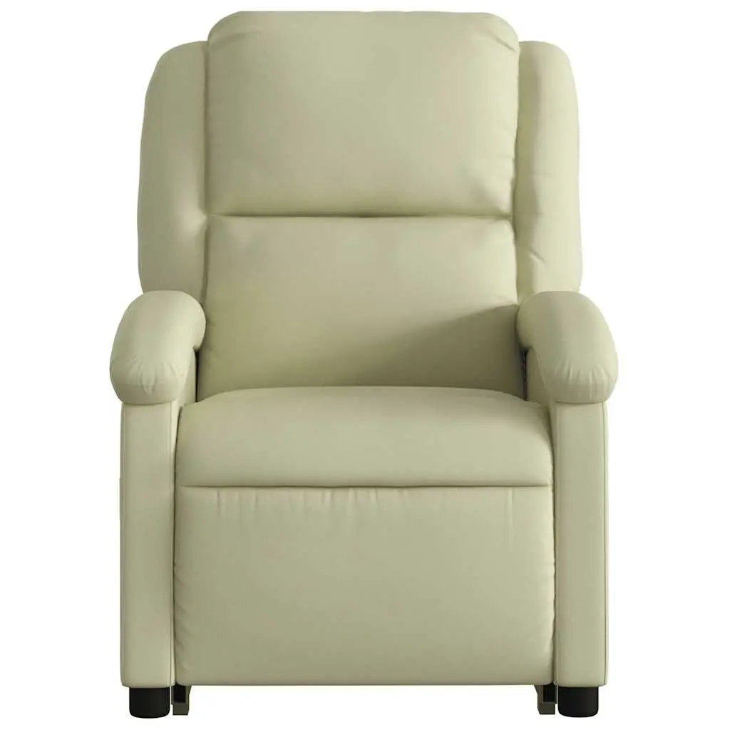 Stand Up Massage Recliner Chair Cream Leather Lift Armchair Vibration Comfort