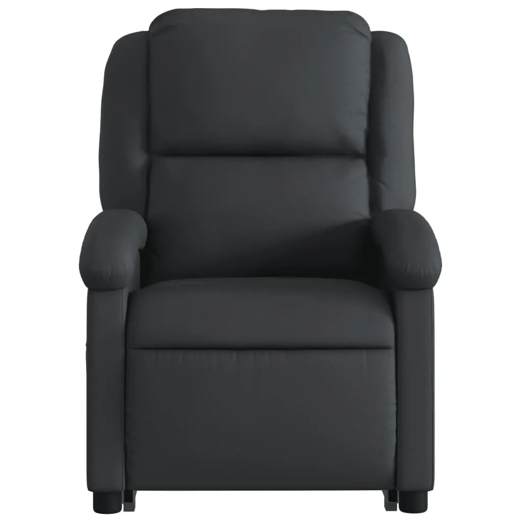 Electric Recliner Chair Power Lift Black Leather Padded Seat Wide Armrests