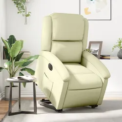 Electric Stand Up Recliner Chair Cream Leather Lift Armchair for Elderly Comfort