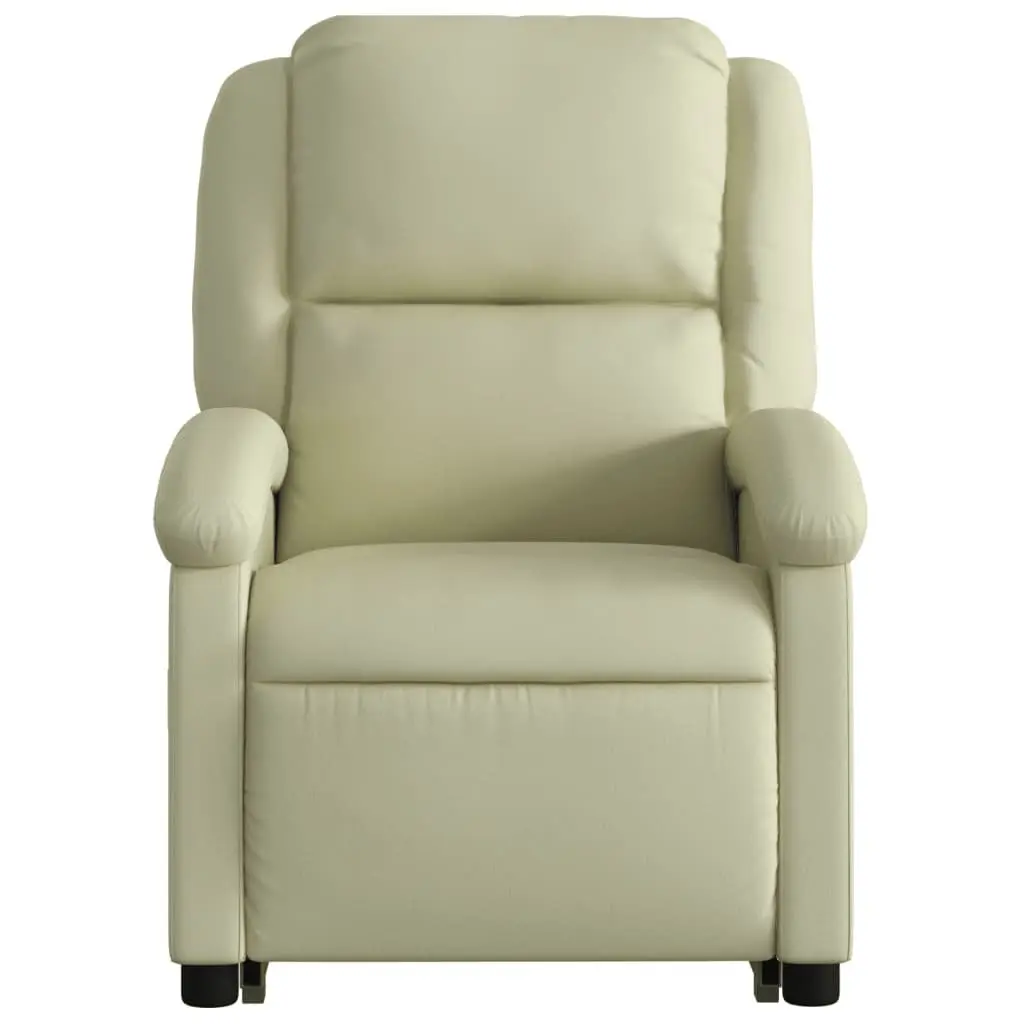 Electric Massage Recliner Chair Cream Leather Power Lift Adjustable 135 Degrees