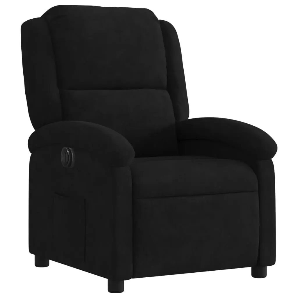 Electric Recliner Chair Velvet Black Armchair Auto Reclining Footrest Backrest