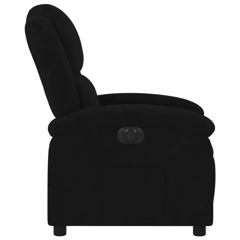 Electric Recliner Chair Velvet Black Armchair Auto Reclining Footrest Backrest