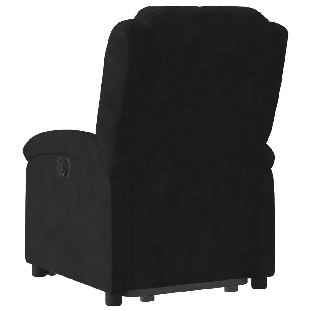 Electric Stand Up Recliner Chair Black Velvet Power Lift Armchair Elderly