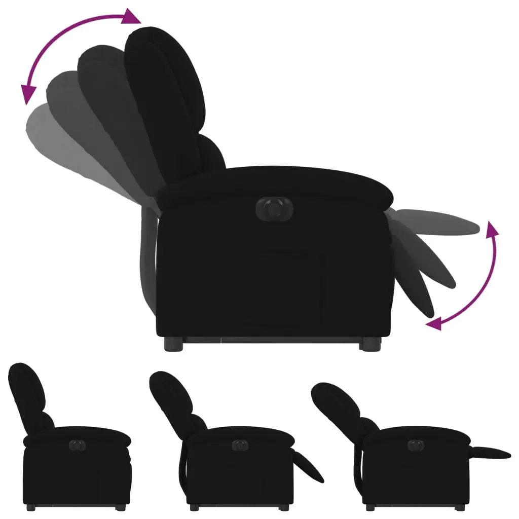 Electric Stand Up Recliner Chair Black Velvet Power Lift Armchair Elderly