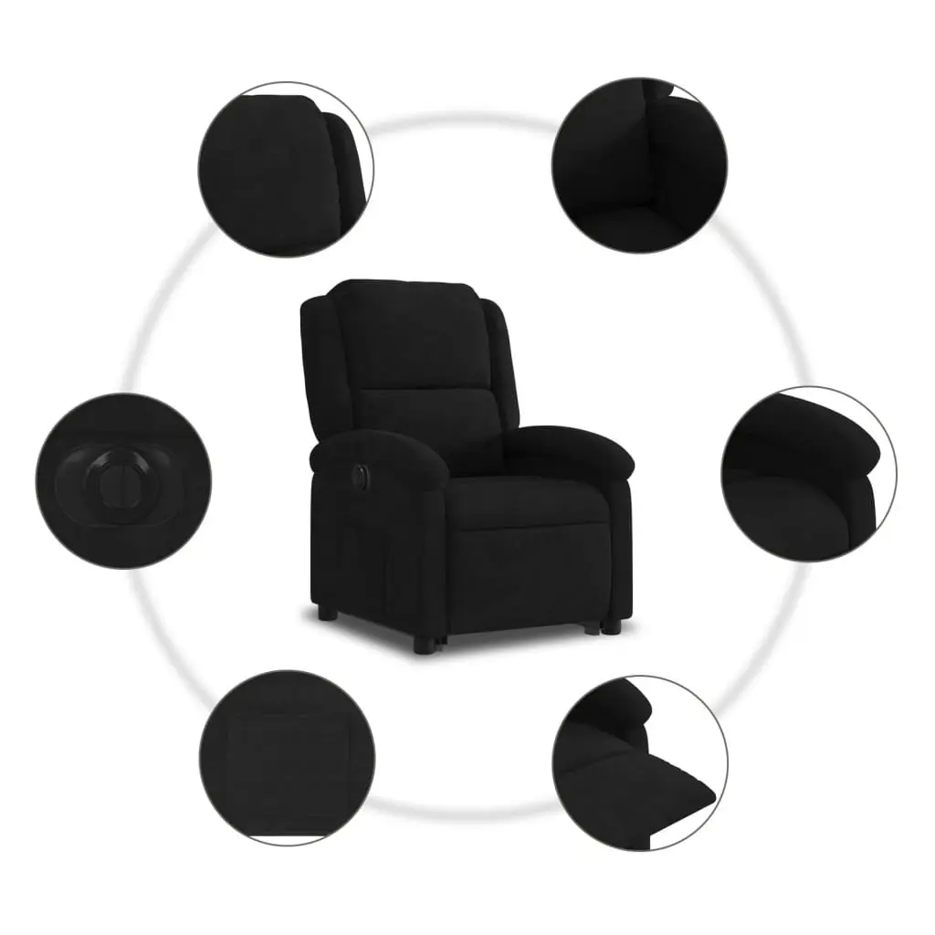 Electric Stand Up Recliner Chair Black Velvet Power Lift Armchair Elderly