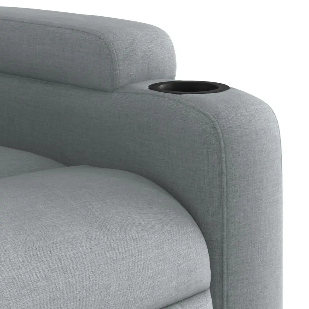 Recliner Chair Fabric Grey Manual Recline Armchair with Cup Holders and Side Pocket