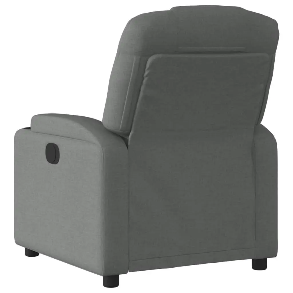 Manual Recliner Chair Adjustable Backrest Grey Fabric with Cup Holders and Side Pocket