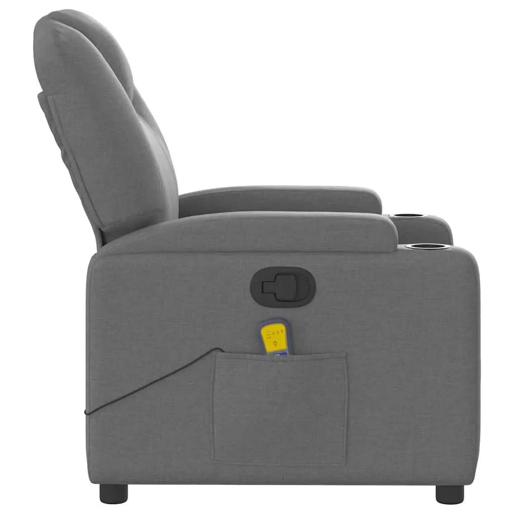 Grey Fabric Manual Recliner Chair with Vibration Massage and Adjustable Backrest and Footrest