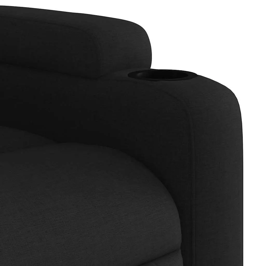 Manual Reclining Massage Chair Fabric Black Adjustable Footrest 6 Massage Points