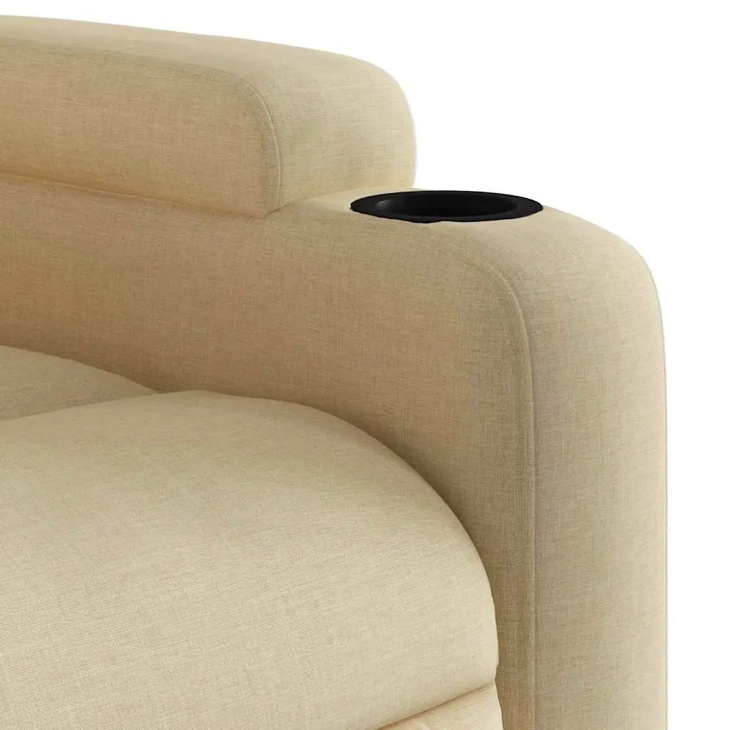 Massage Recliner Chair Manual Adjustable Cream Fabric 135 Degrees 6 Vibration Points