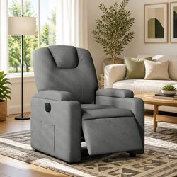 Electric Recliner Chair Grey Fabric Armchair Lounge Seat Footrest Auto