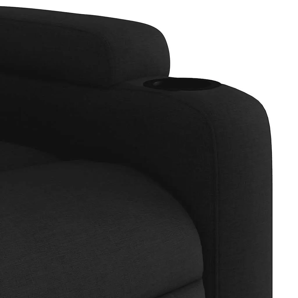 Electric Recliner Chair Vibration Massage Black Fabric Motorised Lounger with Footrest 135 Degrees