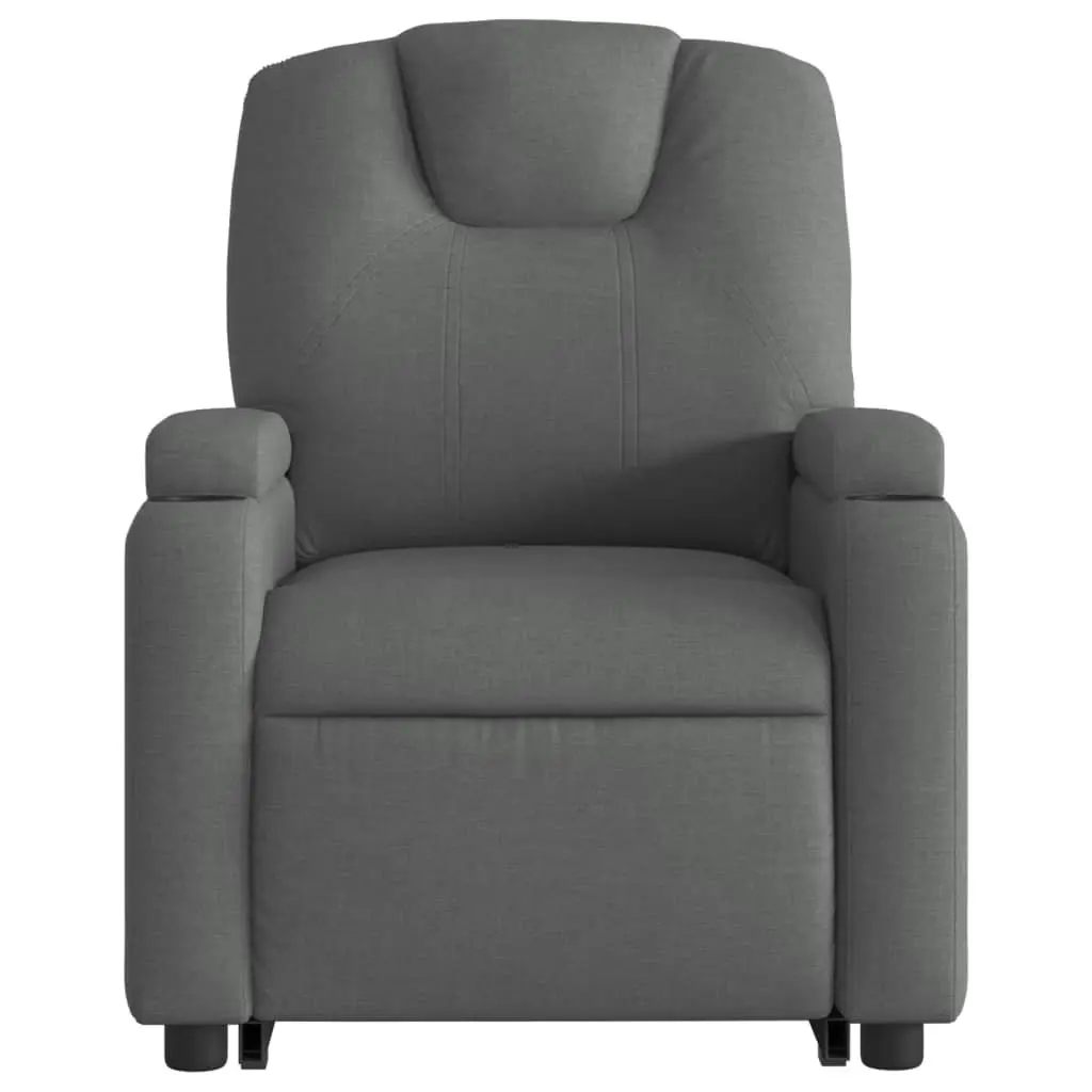 Stand Up Recliner Chair Dark Grey Fabric Electric Power Lift Manual Recline