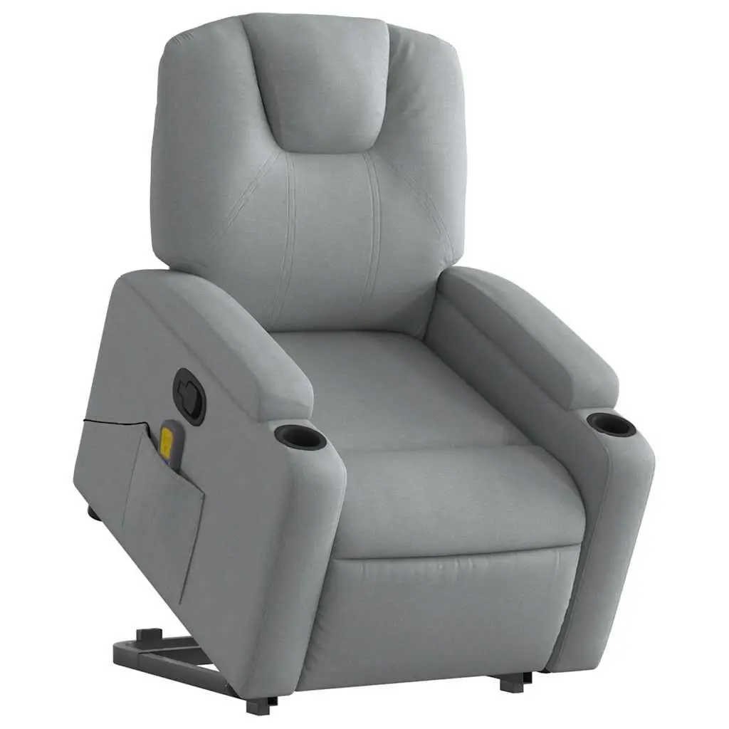 Electric Massage Chair Power Lift Recliner Grey Fabric 135 Degrees Adjustable