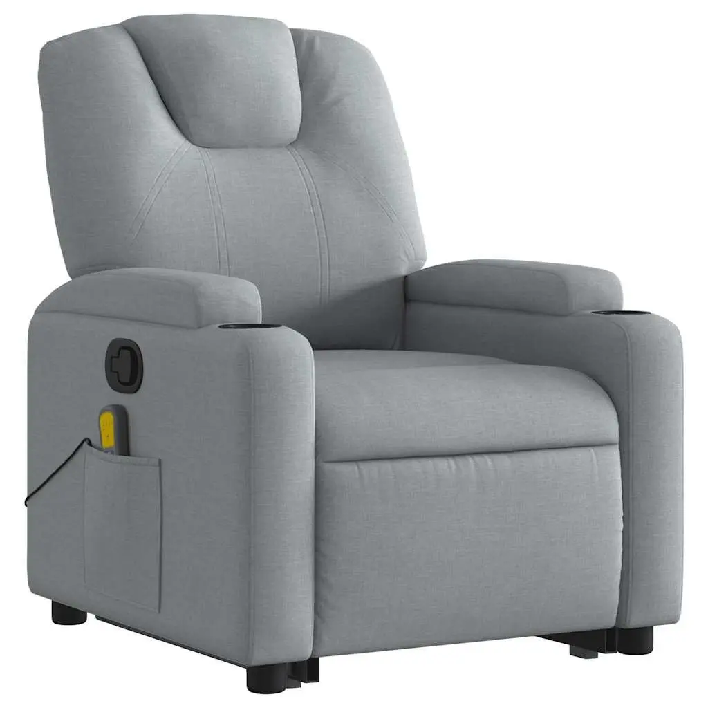 Electric Massage Chair Power Lift Recliner Grey Fabric 135 Degrees Adjustable
