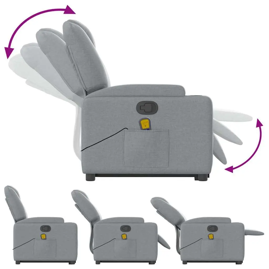 Electric Massage Chair Power Lift Recliner Grey Fabric 135 Degrees Adjustable