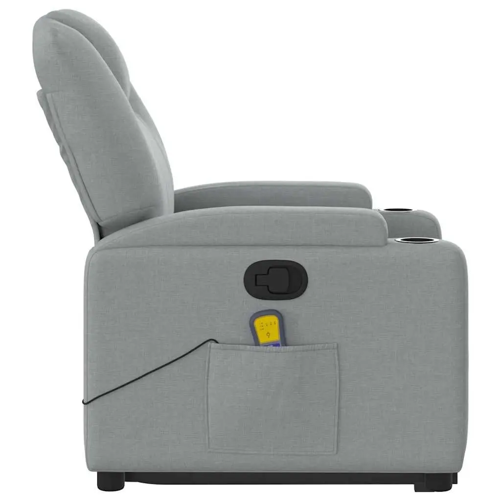 Electric Massage Chair Power Lift Recliner Grey Fabric 135 Degrees Adjustable