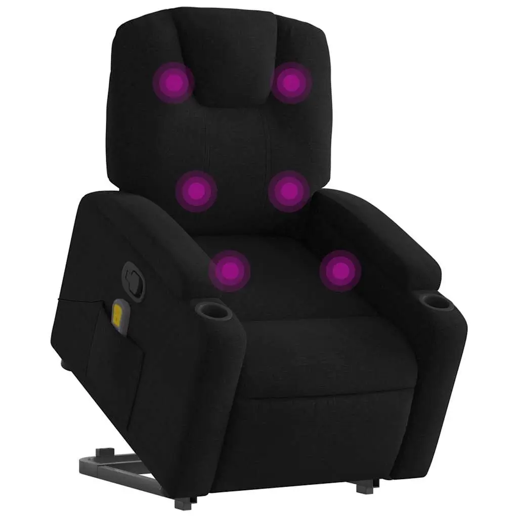 Electric Massage Recliner Chair Fabric Black Power Lift Armchair