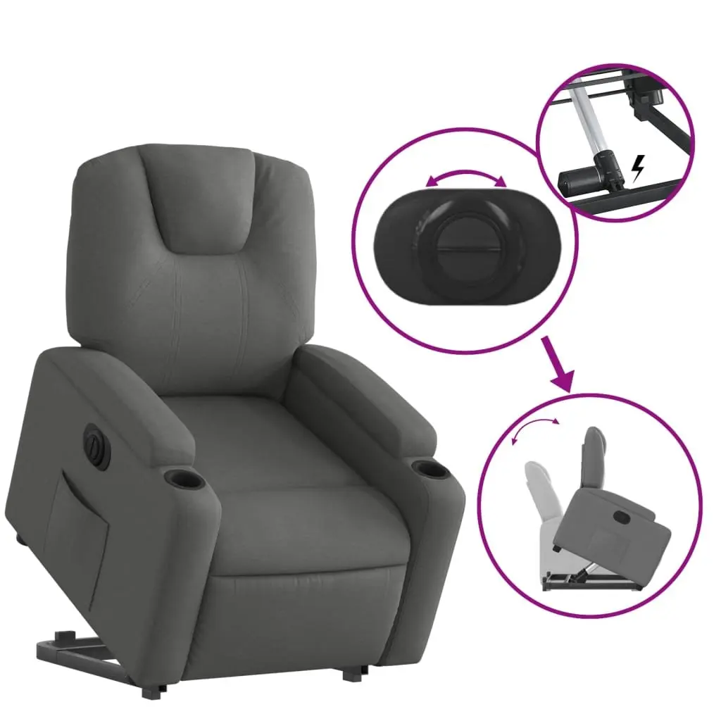 Electric Recliner Chair Power Lift Fabric Grey