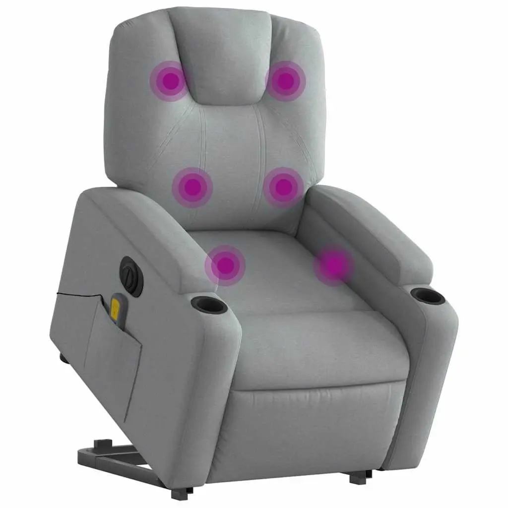 Electric Massage Recliner Chair Fabric Grey Power Lift 135 Degrees