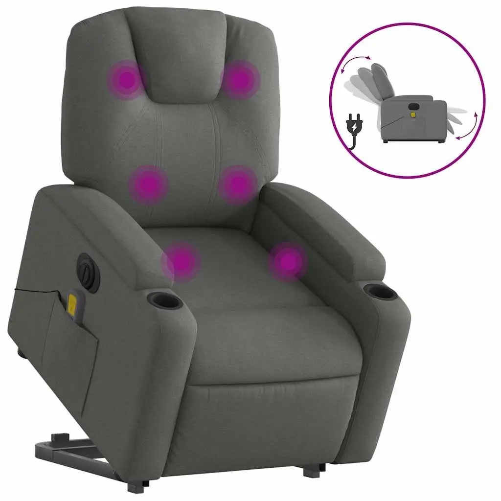 Electric Massage Recliner Chair Power Lift Fabric Grey