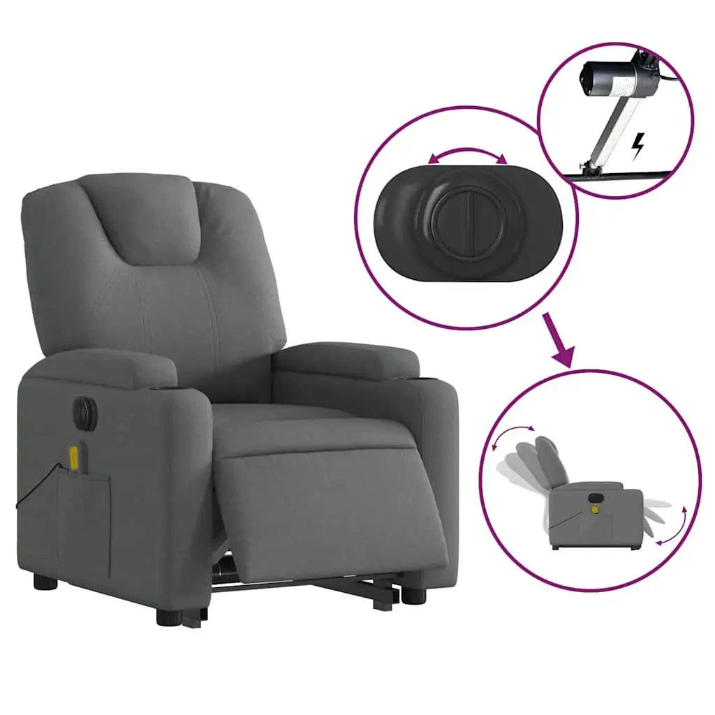 Electric Massage Recliner Chair Power Lift Fabric Grey