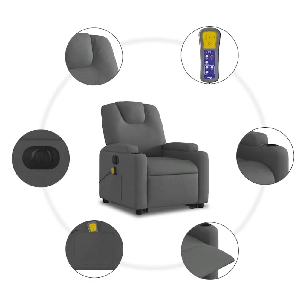 Electric Massage Recliner Chair Power Lift Fabric Grey