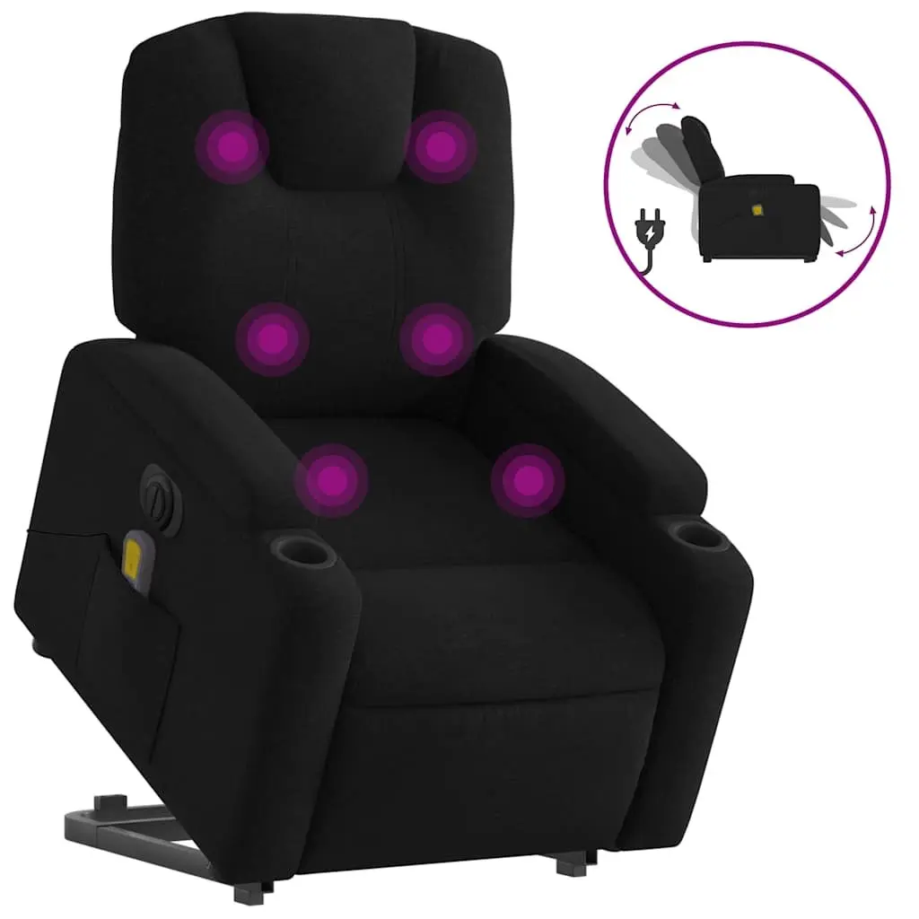 Electric Massage Chair Fabric Black Stand Up Recliner Vibration