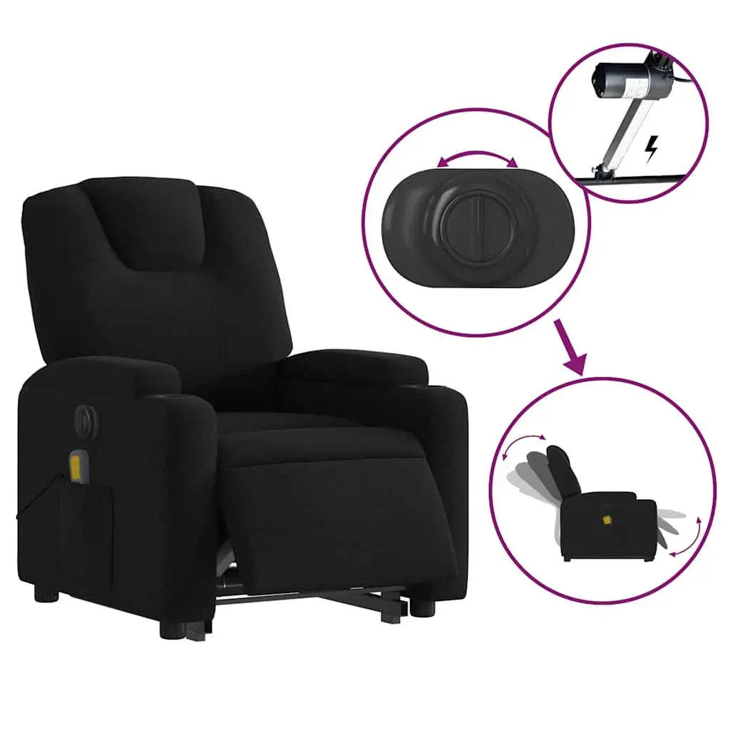 Electric Massage Chair Fabric Black Stand Up Recliner Vibration
