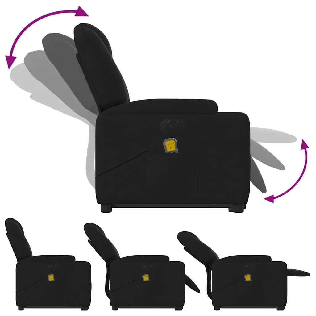 Electric Massage Chair Fabric Black Stand Up Recliner Vibration