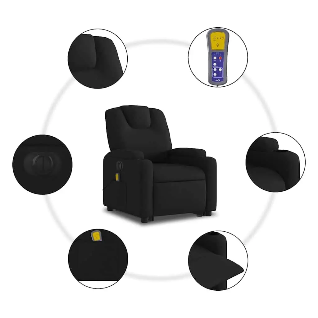 Electric Massage Chair Fabric Black Stand Up Recliner Vibration