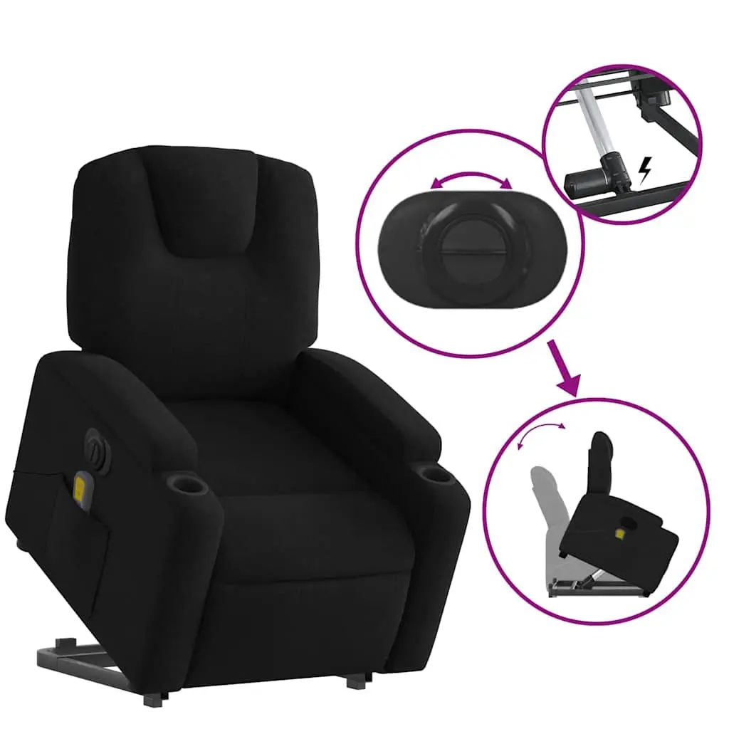 Electric Massage Chair Fabric Black Stand Up Recliner Vibration