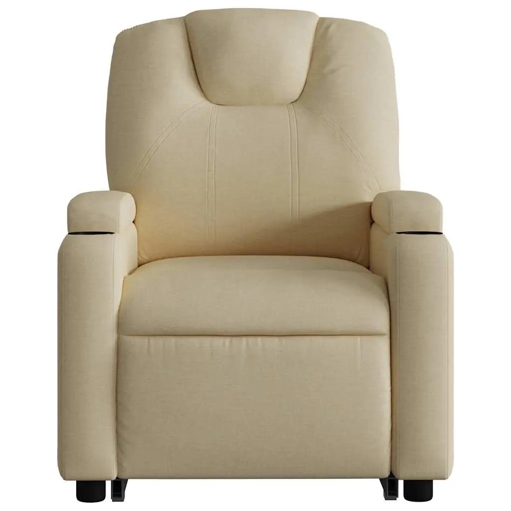 Electric Massage Chair Power Recline Lift Cream Fabric 135 Degrees