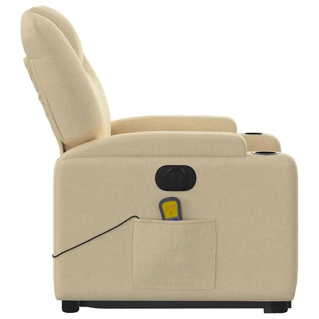 Electric Massage Chair Power Recline Lift Cream Fabric 135 Degrees