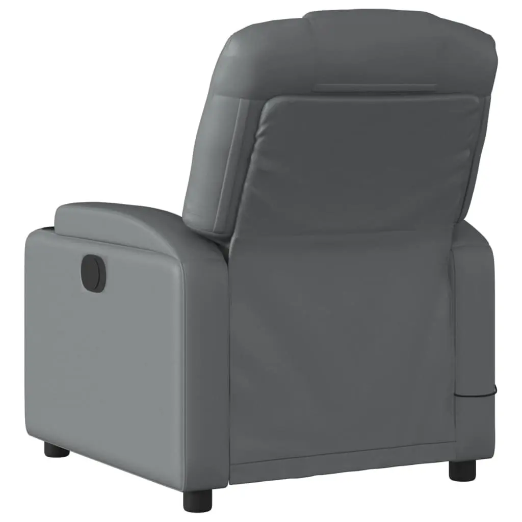 Massage Recliner Chair Grey Faux Leather Manual Recline 6 Vibration Points