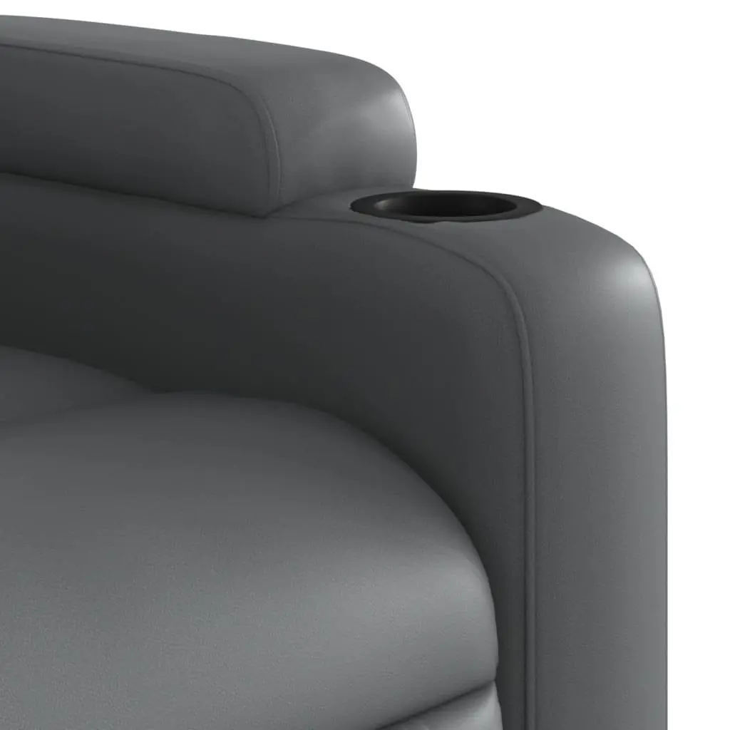 Massage Recliner Chair Grey Faux Leather Manual Recline 6 Vibration Points