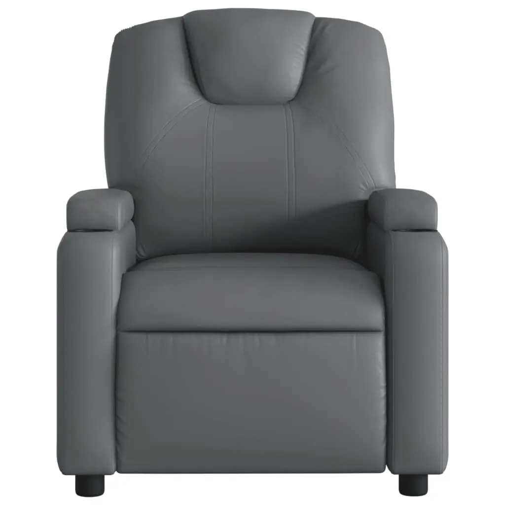 Electric Recliner Chair Faux Leather Grey Adjustable 135 Degrees with 6 Massage Points and Footrest