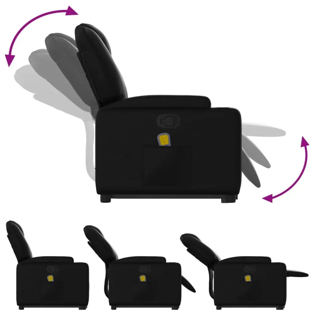 Stand Up Massage Recliner Chair Black Faux Leather Power Lift Electric Armchair