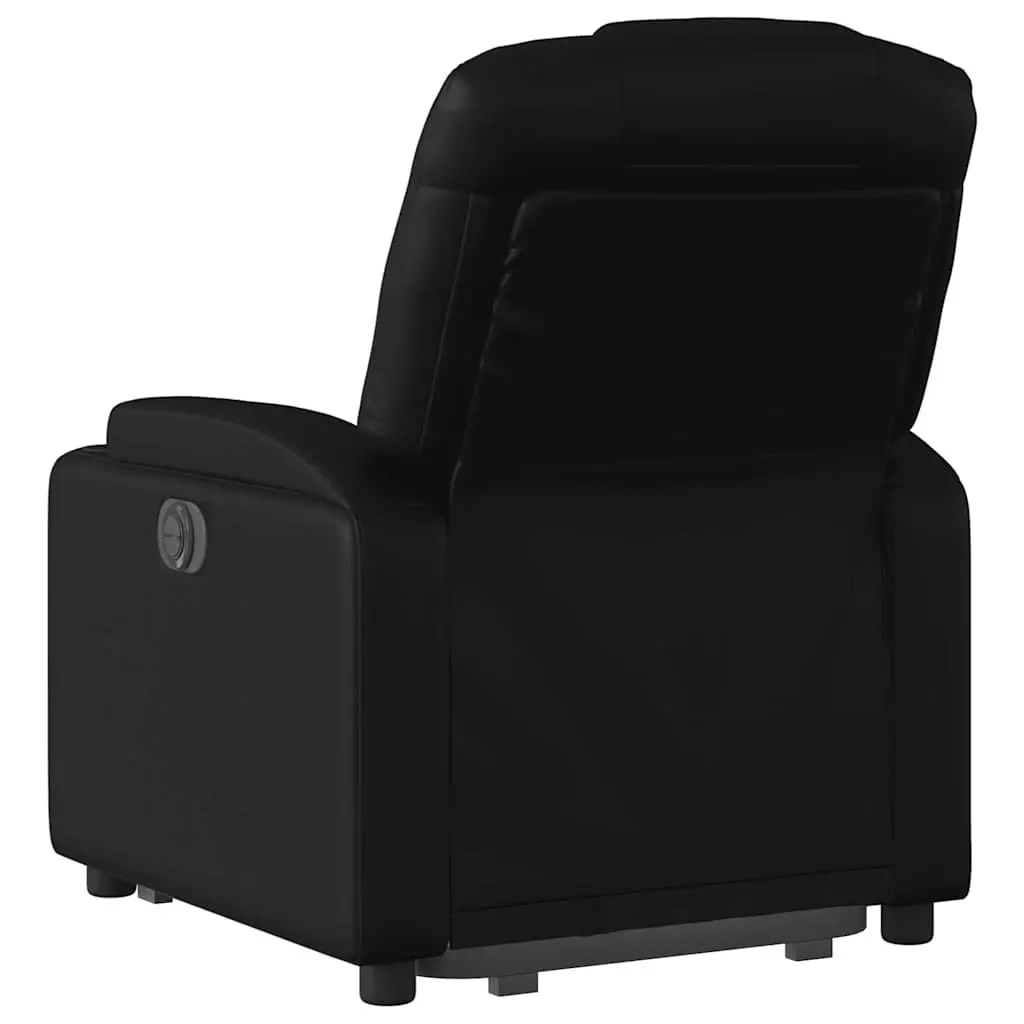 Electric Recliner Chair Faux Leather Black Power Lift Armchair