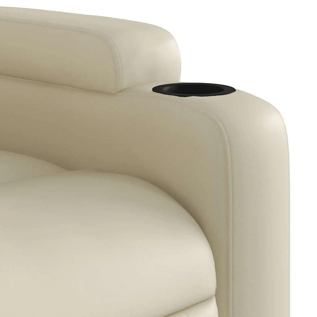 Electric Massage Recliner Chair Faux Leather Cream Power Lift 135 Degrees