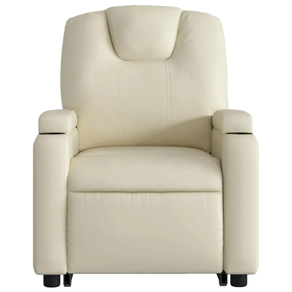 Electric Massage Recliner Chair Faux Leather Cream Power Lift 135 Degrees