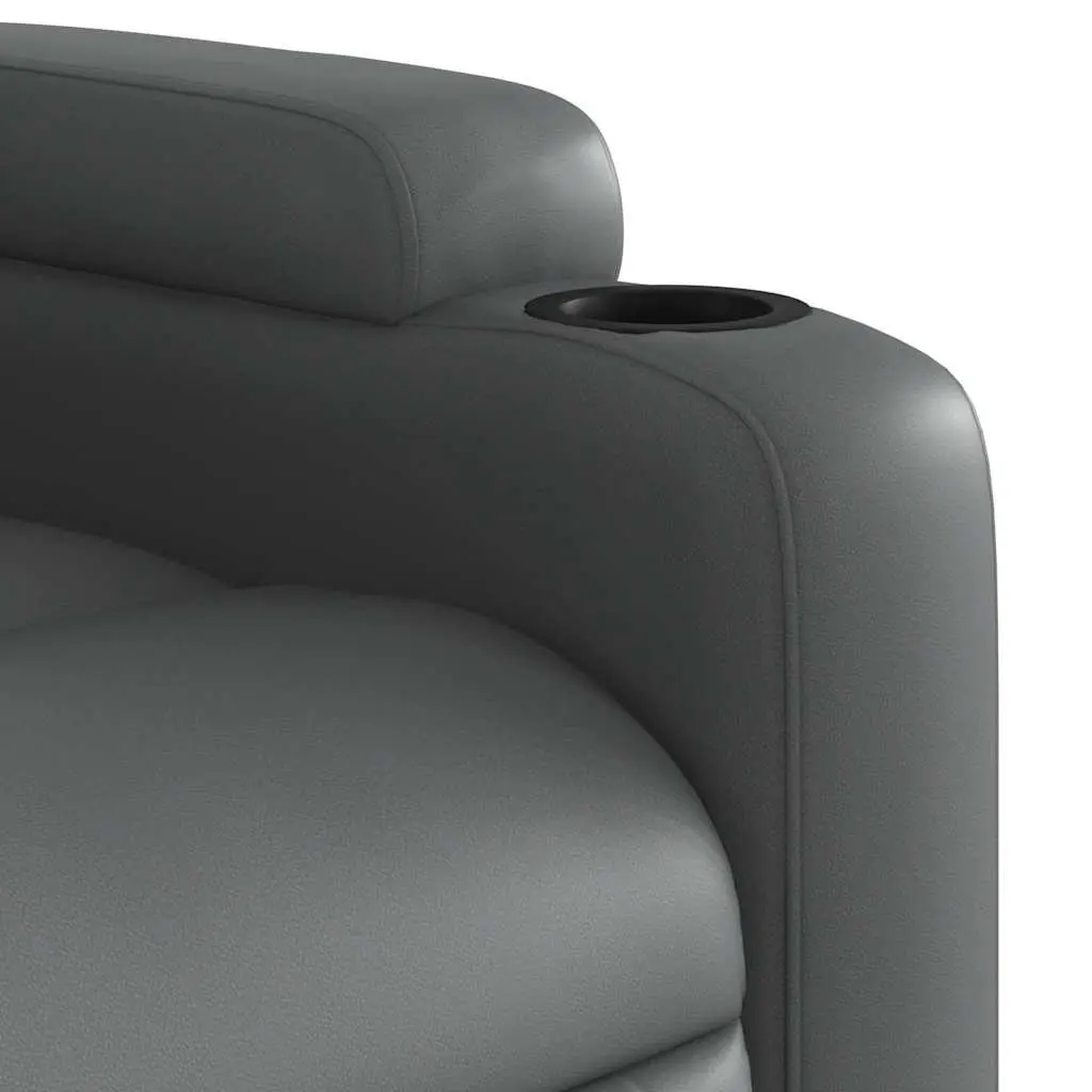 Electric Massage Recliner Chair Faux Leather Grey Power Lift Function