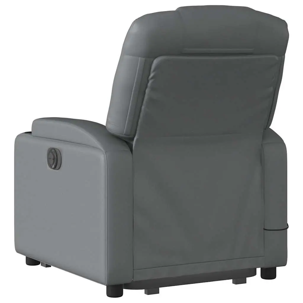 Electric Massage Recliner Chair Faux Leather Grey Power Lift Function
