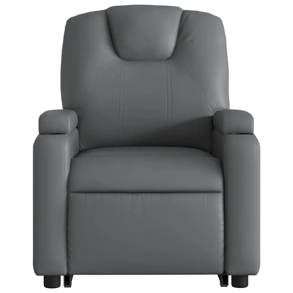 Electric Massage Recliner Chair Faux Leather Grey Power Lift Function