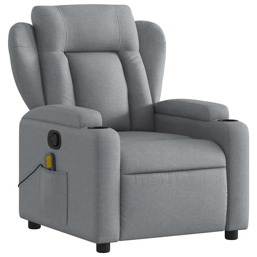 Massage Recliner Chair Manual Recline Grey Fabric Vibration Armchair
