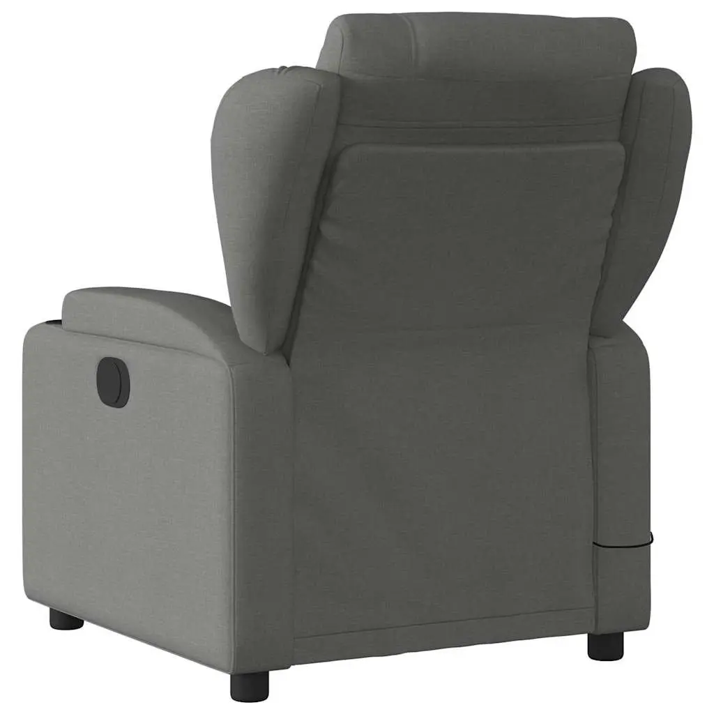Massage Recliner Chair Fabric Dark Grey Manual Reclining Armchair with Vibration 6 Massage Points