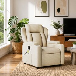 Versatile Cream Fabric Massage Recliner Chair for Home Use