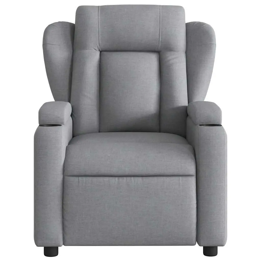 Electric Recliner Chair Fabric Grey Adjustable Footrest 135 Degrees Motorised Massage Function